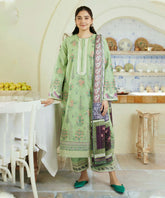 Dhanak-3PC Embroidered Shirt with Digital Printed Wool Shawl -3236